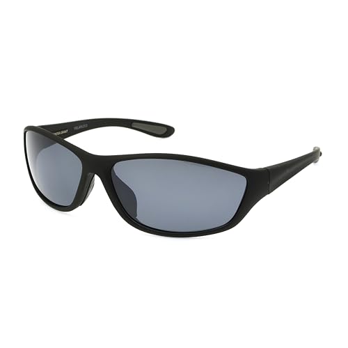Foster Grant, mens, Backstop Wrap Polarized Sunglasses, Black/Black, 150 mm