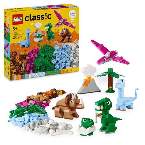 (-32%) LEGO Classic Kreative Dinosaurier, Bauset mit Modellen und Tierfiguren aus Steinen, fantasievolles Spielerlebnis, Geschenk für Jungen und Mädchen ab 5 Jahren, inklusive T.Rex und Triceratops 11041