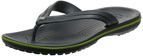 Crocs Unisex Adult Crocband | Slip-on Sandals Shower Shoes Flip-Flop, Graphite/Volt Green, 8 Women/6 Men US