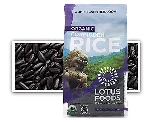 Lotus Foods Organic Forbidden Rice - Black Rice Organic, Purple Rice, Black Rice Bulk, Gluten Free Heirloom Rice, Whole Grain, Non GMO, Vegan - 15 Oz Bag (Pack of 1)