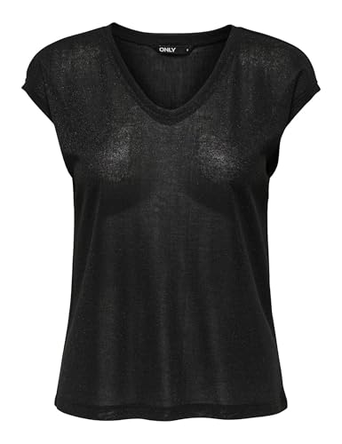 🔥 STARKER PREIS (-33%) ONLY Damen Einfarbige Kurzarm Bluse Basic Rundhals Ausschnitt Blusen T-Shirt Blouse Oberteil ONLVIC, 15136069,Schwarz,M