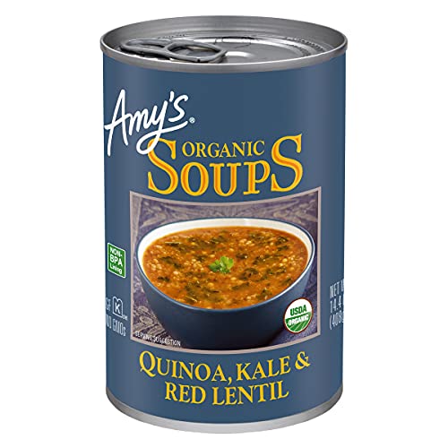 Amy's Soup, Vegan Quinoa, Kale and Red Lentil Soup, Gluten Free, Made With Organic Vegetables and Lentils, Canned Soup, 14.4 Oz