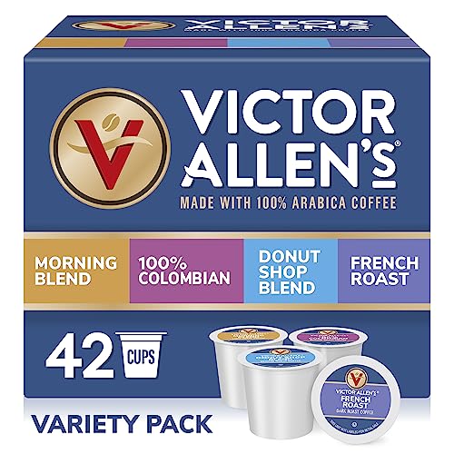 Victor Allen's Coffee Variety Pack (Morning Blend, 100% Colombian, Donut Shop Blend, French Roast), 42 Count, Single Serve Coffee Pods for Keurig K-Cup Brewers