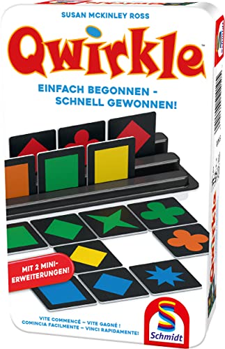 🔥 STARKER PREIS (-40%) Schmidt Spiele 51410 Qwirkle, Spiel des Jahres 2011, Bring mich mit Spiel in Der Metalldose, Weiß