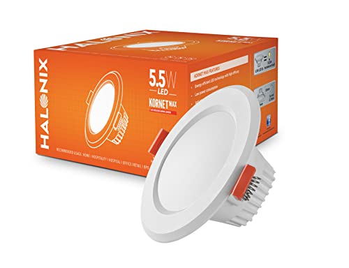 Halonix Kornet 5.5-Watt Concealed downlighter | Junction Box Downlighter | Cut Out- 3 inch | Surge Protection - Upto 4 KV (…