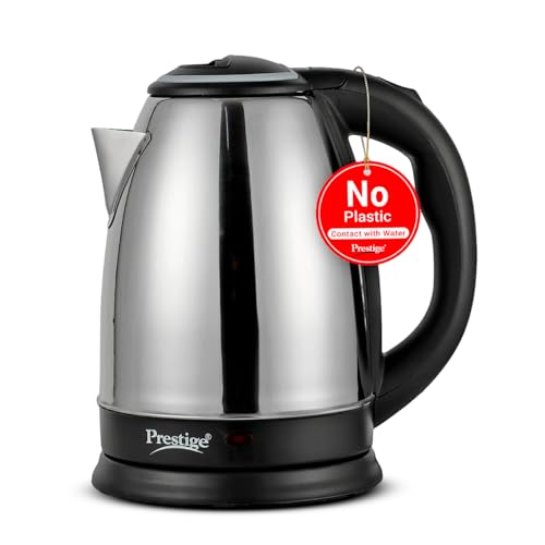 Prestige 1.8 Litres Electric Kettle (PKOSS 1.8)| 1500W| Silver - Black| Automatic Cut-off | Stainless Steel | Rotatable Base | Power Indicator | Singl