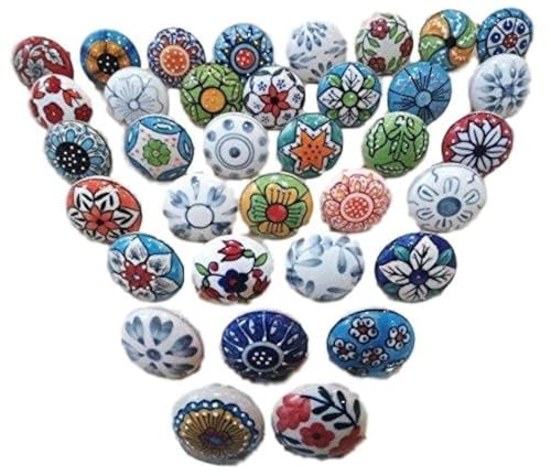 JGARTS 20 X Mix Vintage Look Flower Ceramic Knobs Door Handle Cabinet Drawer Cupboard Pull