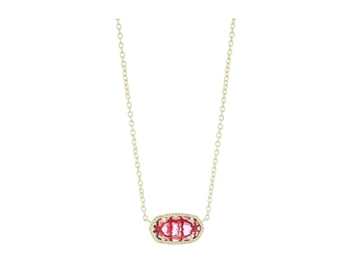 Kendra Scott Elisa Short Pendant Necklace for Women, Dainty Fashion Jewelry, 14K Gold-Plated Brass, Berry Clear Glass