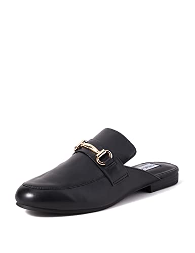 Steve Madden Women's Kandi Slip-on Loafer, Black Leather, 7.5 M US