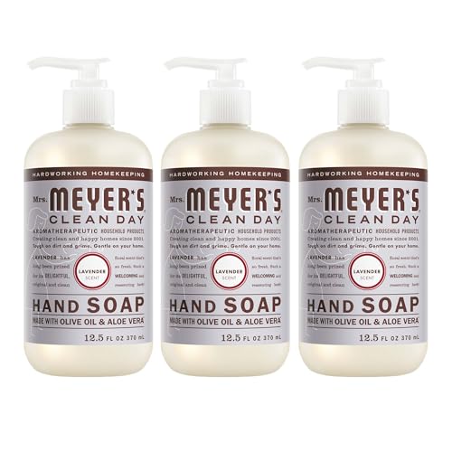 MRS. MEYER'S CLEAN DAY Hand Soap, Made with Essential Oils, Biodegradable Formula, Lavender, 12.5 fl. oz - Pack of 3