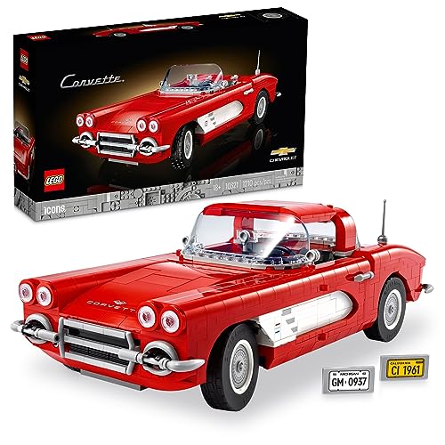 LEGO Icons Corvette Model Car Kit - Buildable DIY Classic Corvette Set for Adults, Ages 18+ - Gift for Car Lovers, Him and Her - 10321