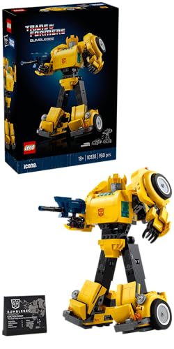 LEGO Icons Transformers Bumblebee Action Figure Robot da Collezione, Kit Modellismo da Costruire per Adulti a Tema Cinematografico Convertibile in Modalità Veicolo, Regalo per Uomo o Donna 10338 : Ama