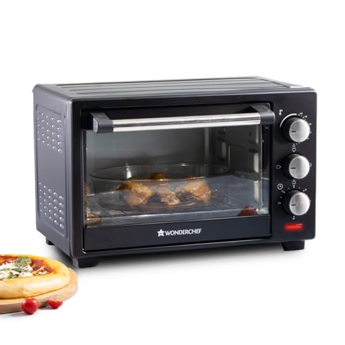 Wonderchef Oven Toaster Griller (OTG) - 19 litres, Black - with Auto-Shut Off, Heat-Resistant Tempered Glass, Multi-Stage Heat Selection | Bake, Grill