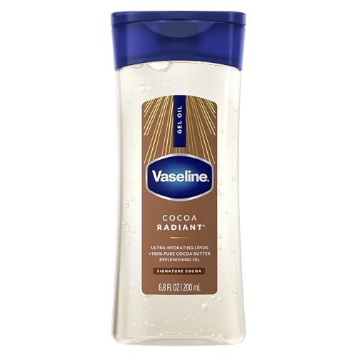 Vaseline Intensive Care Cocoa Radiant for Glowing Skin Body Gel Oil Made with Pure Cocoa Butter + Replenishing Oils 6.8 oz