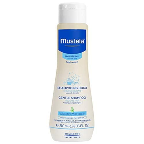 Mustela Gentle Shampoo, Suave e Não Arde os Olhos, Mustela Bebê, Azul, Médio/200 ml
