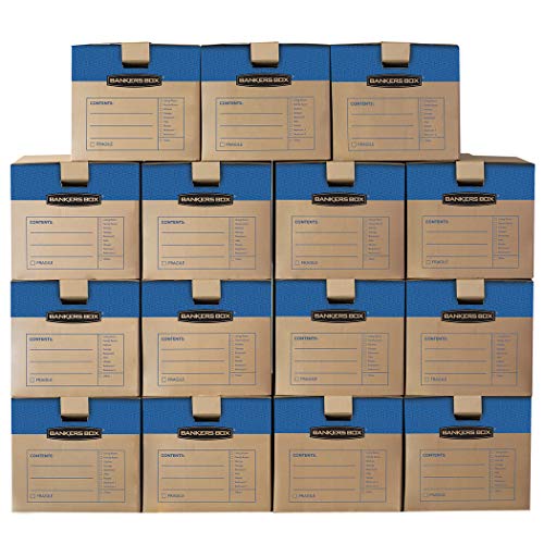 Bankers Box SmoothMove Prime Moving Boxes, Medium, 15-Pack, No Tape Required (0062805)