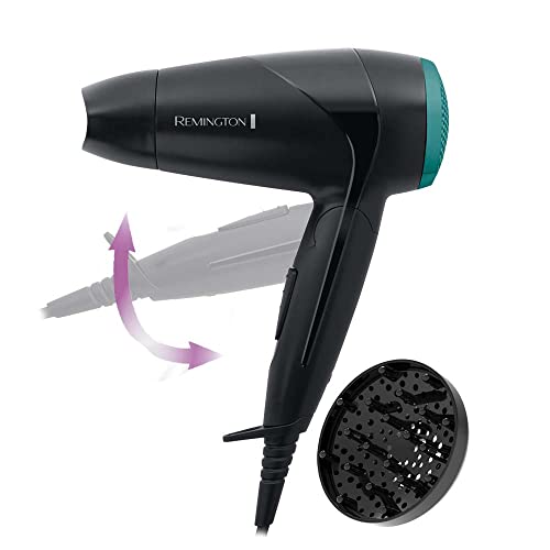 (-65%) Remington Haartrockner [klein & klappbar & leistungsstark] On The Go (2000 W, weltweite Spannungsanpassung 120/220-240V, Stylingdüse & Diffusor, 2 Kombi-Heiz- & Gebläsestufen) Reisehaartrockner D1500