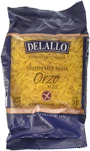 DeLallo Gluten Free Orzo Pasta, 12 oz Bag, (2 Pack), Made with Corn and Rice Flour, Handcrafted in Italy, Non-GMO, All Natural, Kosher