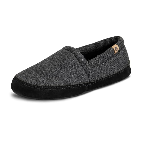 Acorn Men's Moccasin Slippers, Dark Charcoal, 9-10