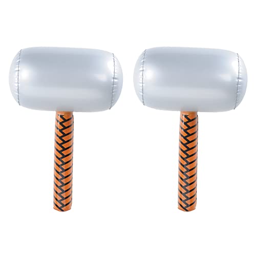 Beistle Inflatable Hammers – 2 Pack Novelty Blow-Up Props with Silver Head and Brown Handle, Superhero Carnival Prizes, Medieval Party Supplies for Game Nights, Favors and Costume Accessories, 18”