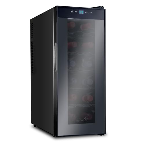 Ivation 12 Bottle Red And White Wine Thermoelectric Wine Cooler/Chiller Counter Top Wine Cellar with Digital Temperature