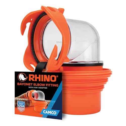Camco RhinoFLEX RV Bayonet Elbow Fitting with 4-in-1 Adapter