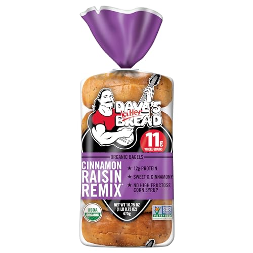 Dave's Killer Bread Cinnamon Raisin Remix Bagels, Organic Cinnamon Raisin Bagels, 5 Count