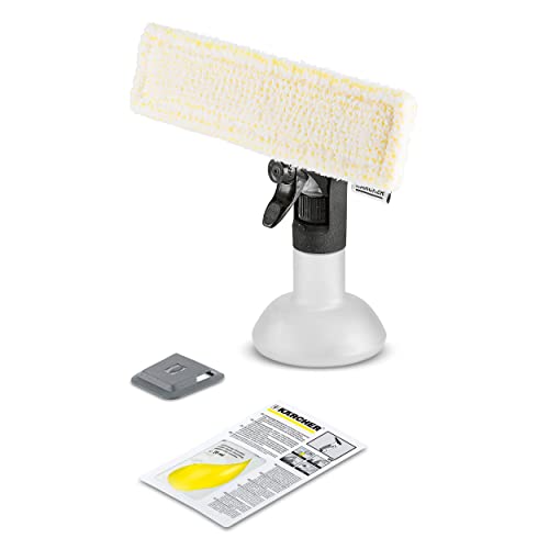 (-31%) Kärcher Sprühflaschenset Extra inkl. Mikrofaser-Wischbezug mit Klett-Befestigung, breitem und schmalem Einwischer, Grobschmutzkratzer und 20 ml Fensterreiniger-Konzentrat, 1 Stück (1er Pack)