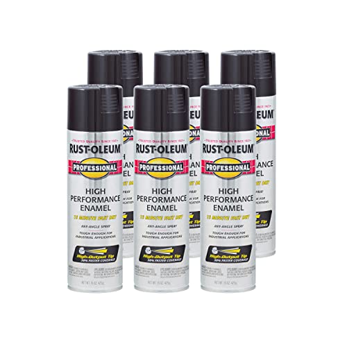 Rust-Oleum 7579838-6PK Professional High Performance Enamel Spray Paint, 15 oz, Gloss Black, 6 Pack