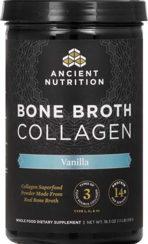 Ancient Nutrition Collagen Powder, Bone Broth Collagen, Vanilla, Hydrolyzed Multi Collagen Peptides, Supports Skin and Nails, Joint Supplement, 30 Servings, 18.3oz