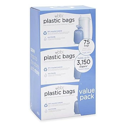 Ubbi Diaper Pail 75-Count Value Pack Plastic Bags (3 Pack)RUVALINO Diaper Bag Backpack, Multifunction Travel Pack Mater