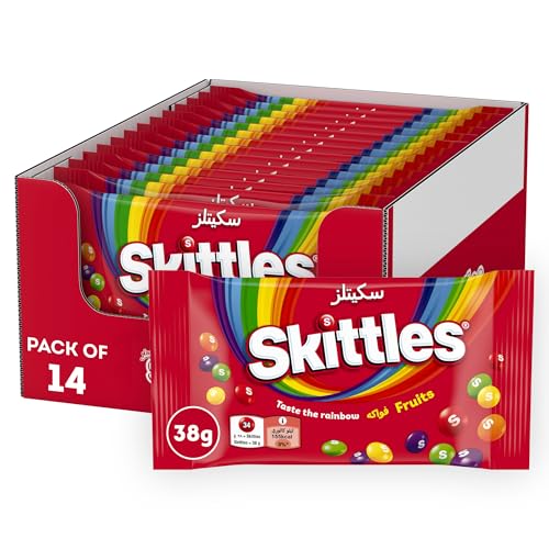 (-32%) Skittles Fruits, vegane Kaubonbons, Fruchtbonbons, Süßigkeiten, 14 x 38 g