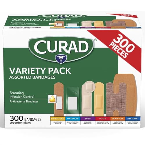 CURAD Assorted Bandages Variety Pack 300 Count 6 Styles