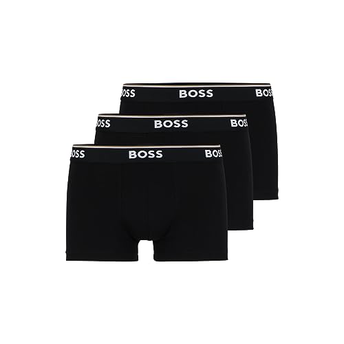 BOSS Men's 3-Pack Stretch Cotton Regular Fit Trunks, Black, Large