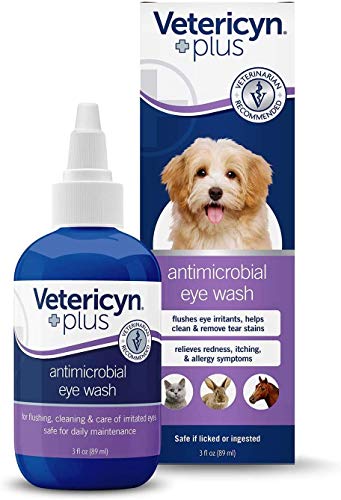 Vetericyn Plus Dog and Cat Eye Wash | Eye Drops for Dogs and Cats to Flush and Soothe Eye Irritations, Dog Tear Stain Cleaner, Safe for All Animals. 3 Ounces