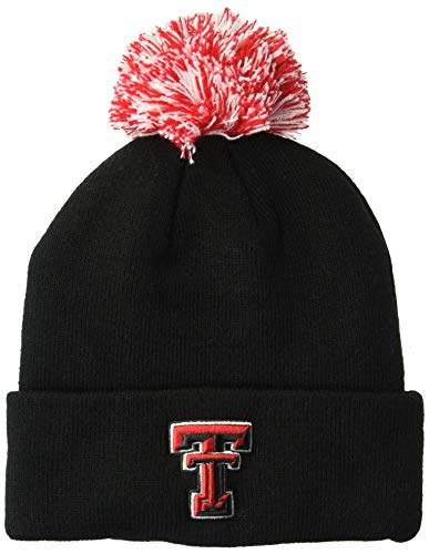 ZHATS NCAA Texas Tech Red Raiders Pom Knit Beanie, Adjustable, Team Color