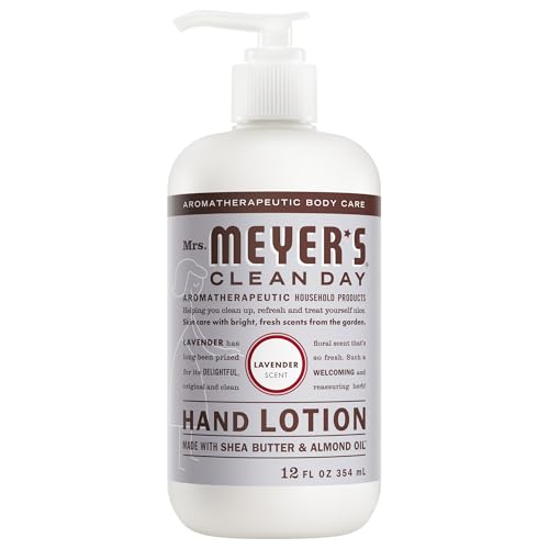 MRS. MEYER'S CLEAN DAY Hand Lotion for Dry Hands, Non-Greasy Moisturizer Made with Essential Oils, Lavender, 12 oz