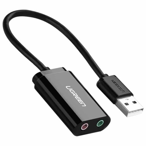 UGREEN USB to Audio Jack Sound Card Adapter with Dual TRS 3-Pole 3.5mm Headphone and Microphone USB to Aux 3.5mm External Audio Converter for Windows Mac Linux PC Laptops Desktops PS5 Switch 2