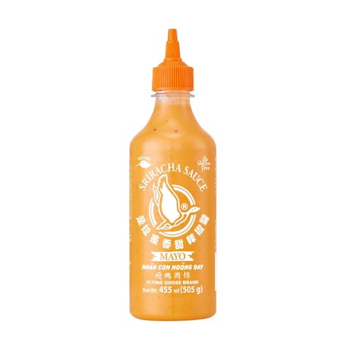 (-32%) FLYING GOOSE Sriracha Mayoo Sauce, pikante Mayonnaise, leicht scharf, orange Kappe, Würzsauce aus Thailand, vegetarisch, glutenfrei, 1 x 455 ml