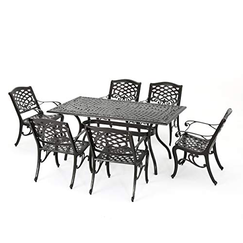 Christopher Knight Home Hallandale Outdoor Dining Set 7-Piece Aluminum