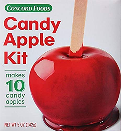 Concord Foods Candy Apple Kit – Classic Red Candy Apples for Family Treats, Carnivals, Fairs, and Fundraisers – Includes Candy Apple Mix and 10 Sticks – Easy, Fun, and Delicious – 5 oz Box
