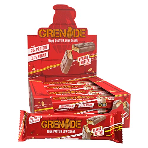 🔥 SELTEN SO GÜNSTIG (-44%) Grenade Proteinriegel, Peanut Nutter – Proteinreich & Zuckerarm, 12 x 60 g