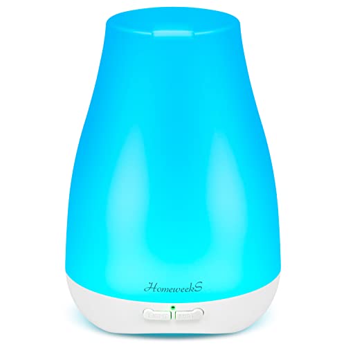 Homeweeks Diffusers, 100ml Colorful Essential Oil Diffuser with Adjustable Mist Mode, Auto Off Aroma for Bedroom/Office/