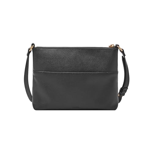 Fossil Women's Fiona Leather Small Crossbody Purse Handbag, Black (Model: ZB7266001)