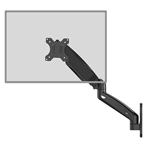 WALI Computer Monitor Wall Mount for 17 to 32 Inch Screens, Single Monitors Mount Holds up to 22lbs, Fully Adjustable Gas Spring Wall Mount Monitor Arm, 75x75/100x100mm VESA Mount (GSWM001), Black