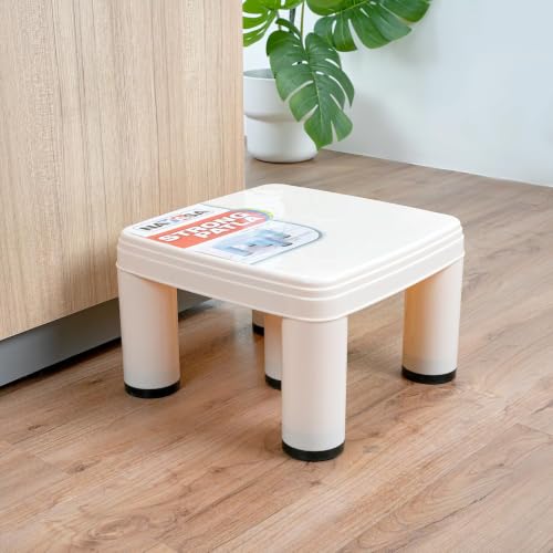 Nayasa Strong Plastic Stool for Home | Anti Skid, Light Weight & Durable | Plastic Stool for Sitting | Sturdy & Portable Stool for Home | Cream (515) 