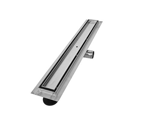 VILSTEIN Duschrinne 160cm | Befliesbar | Edelstahl Bodenablauf Komplettset | Extra flach | Siphon mit Geruchsstop | Haarsieb