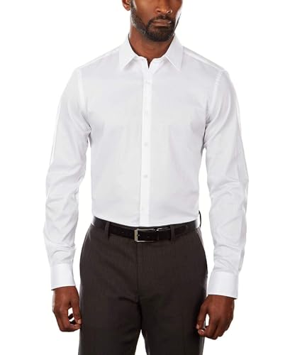 Van Heusen Men's Flex Collar Slim Fit Stretch Dress Shirt Shirt, White, 15.5" Neck 34"-35" Sleeve