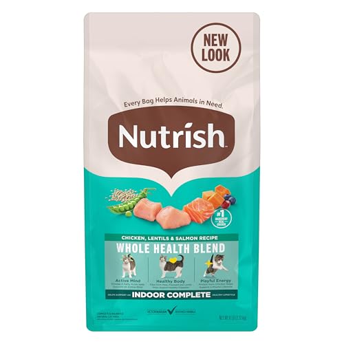 Nutrish Indoor Complete Chicken, Lentils & Salmon Recipe Dry Cat Food, 6 lb. Bag, Packaging May Vary (Rachael Ray)