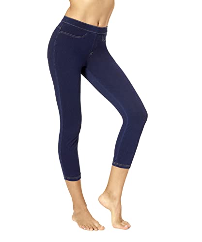 No Nonsense Womens Classic Denim Capri Leggings With Pockets